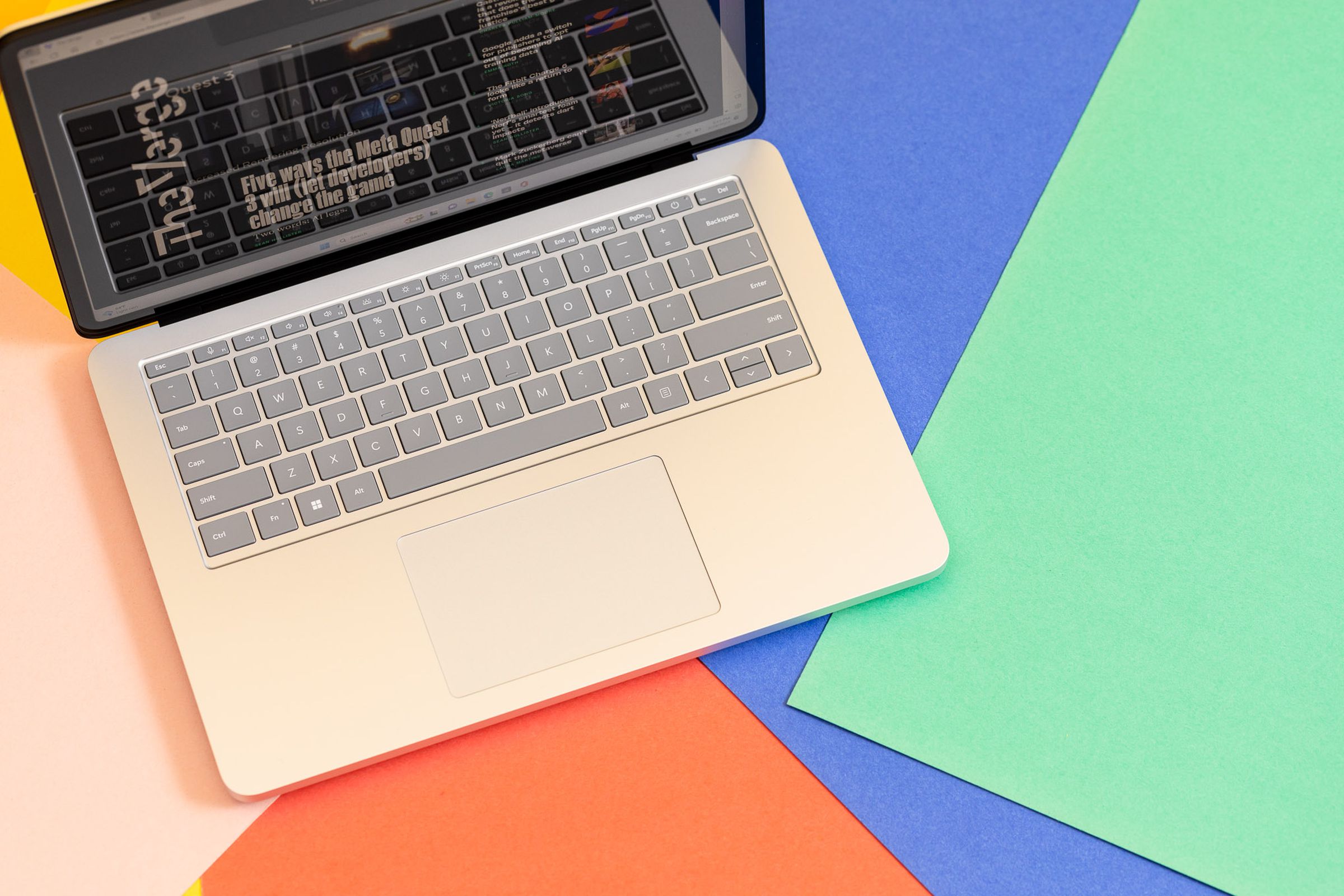 The keyboard on the Surface Laptop Studio 2 seen from above.